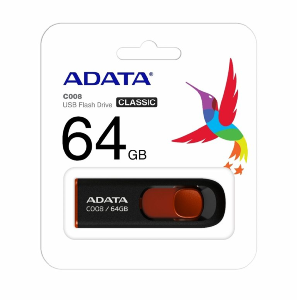 MEMORIA 64GB USB C008 NEGRO/ROJO ADATA